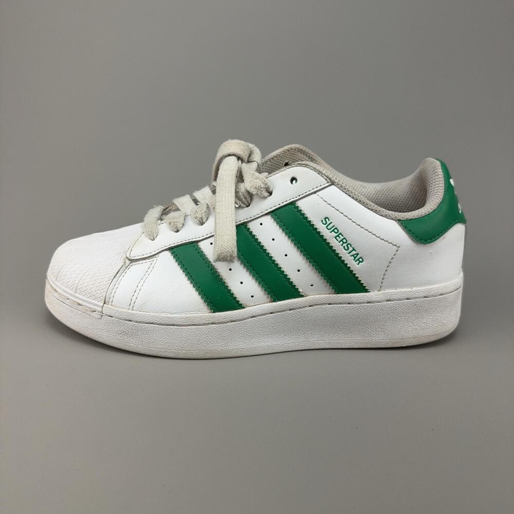 Adidas Superstar Shoes Womens Size 9 White Green Leather Low Top Sneakers Casual